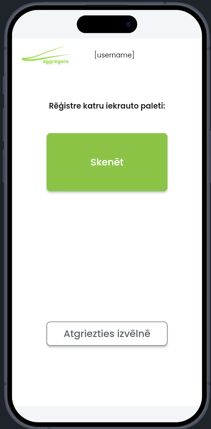 Ienākošās paletes skenēšana