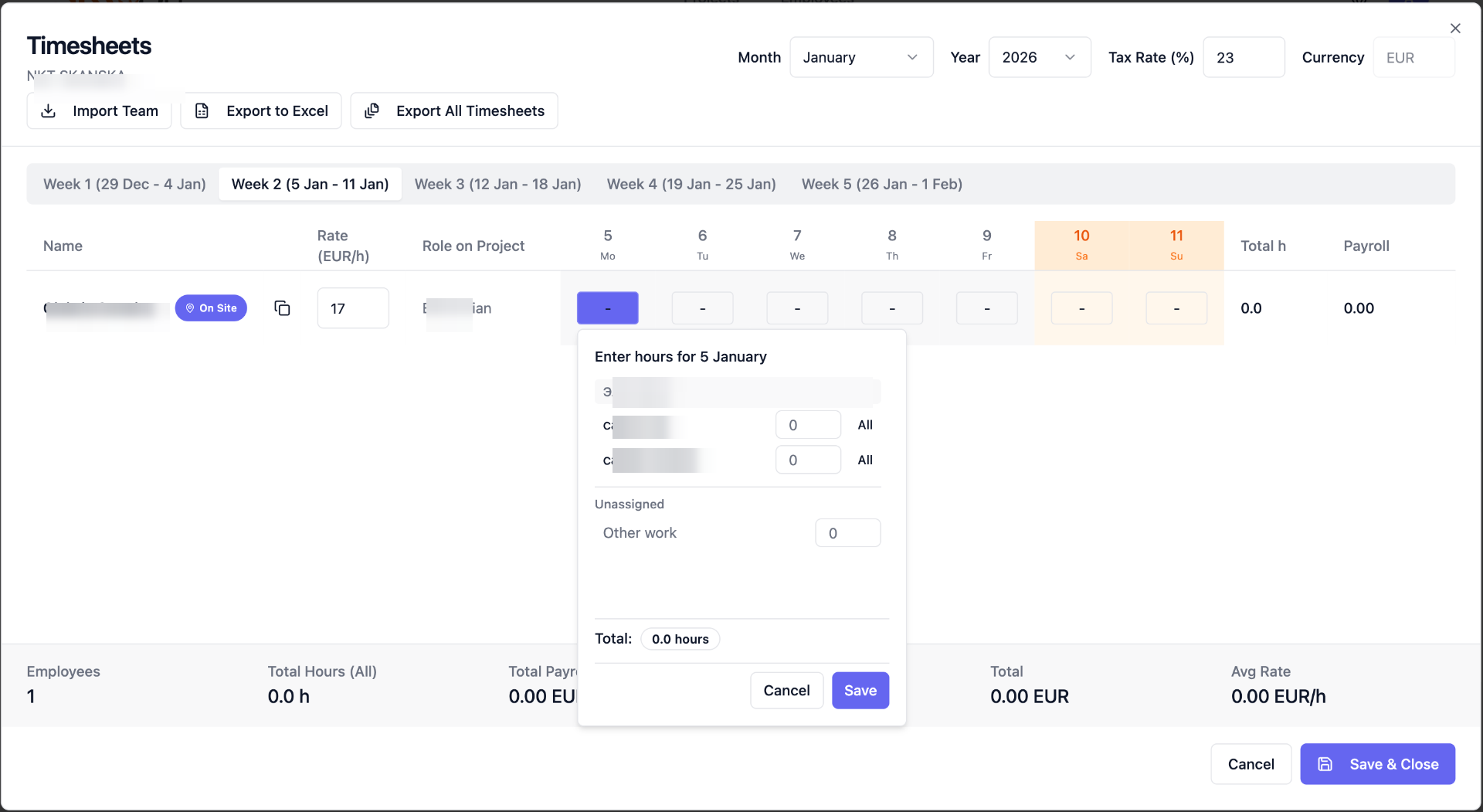 SRC Timesheets