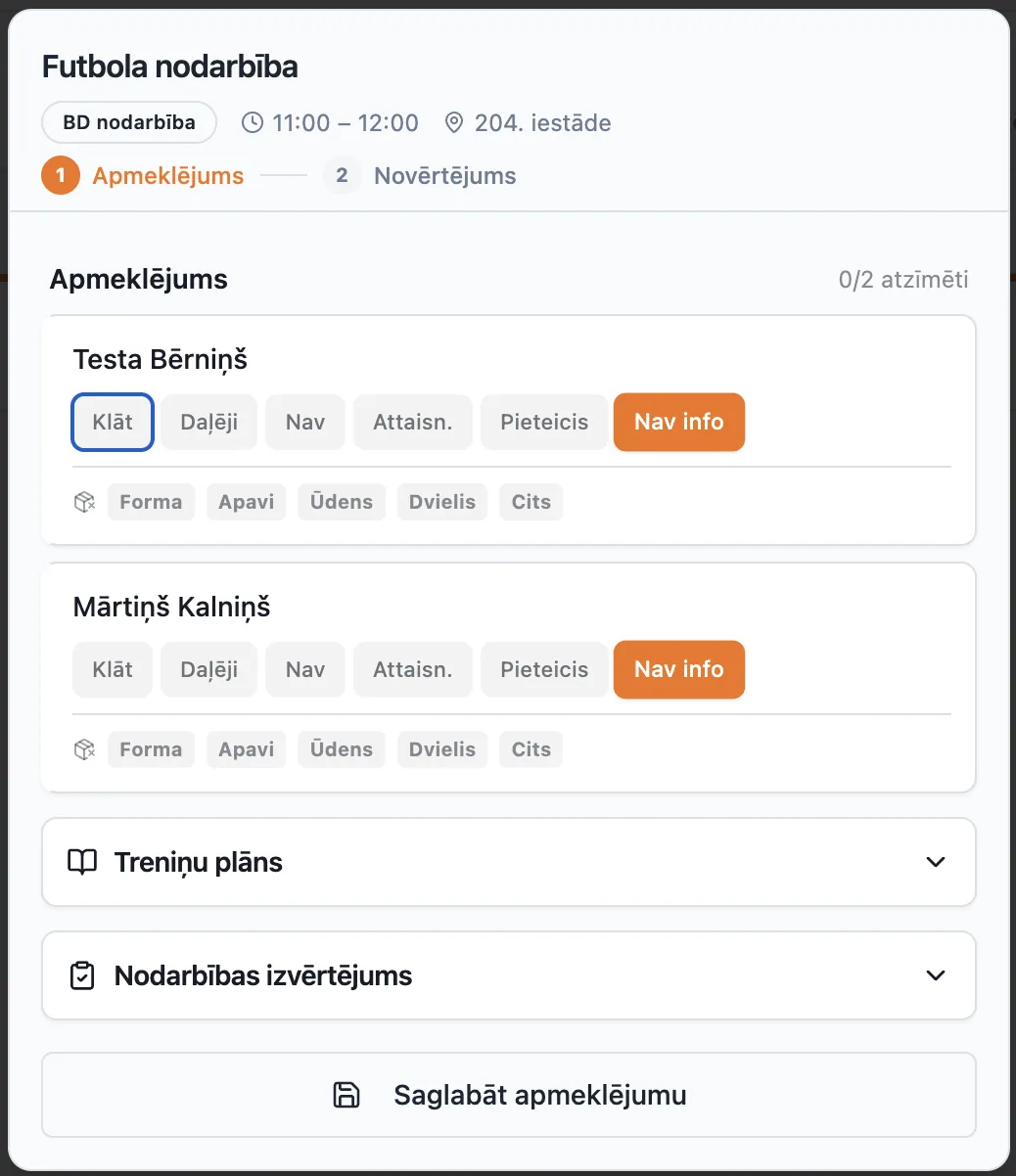 Detalizēts apmeklējums