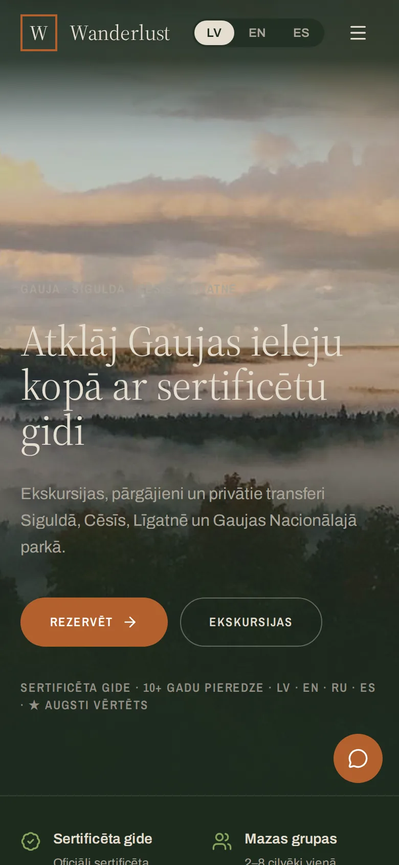 wanderlust.lv sākumlapa telefonā