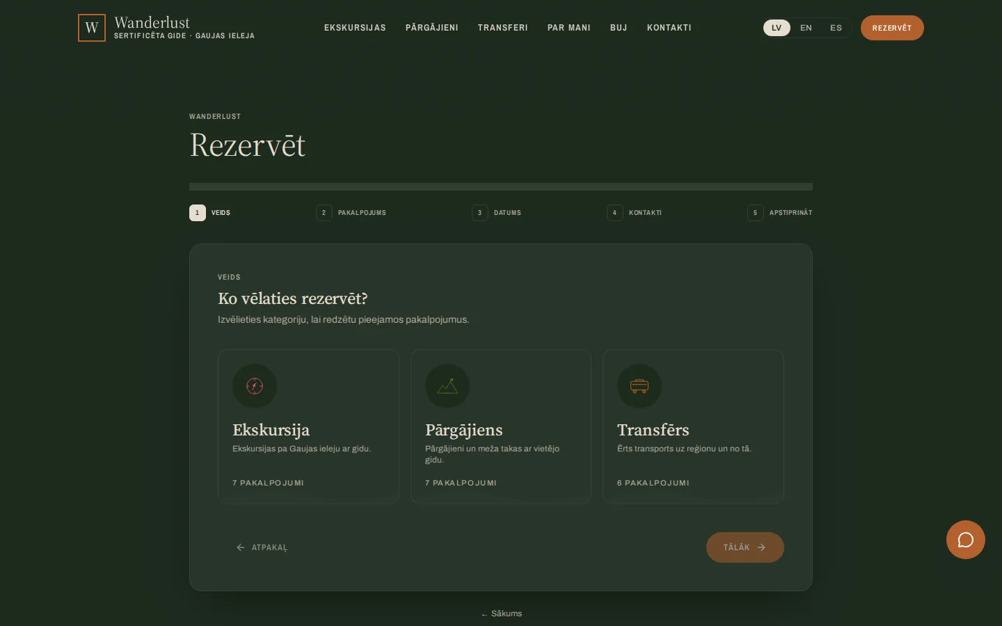 Rezervēšana piecos soļos: veids, pakalpojums, datums, kontakti, apstiprinājums